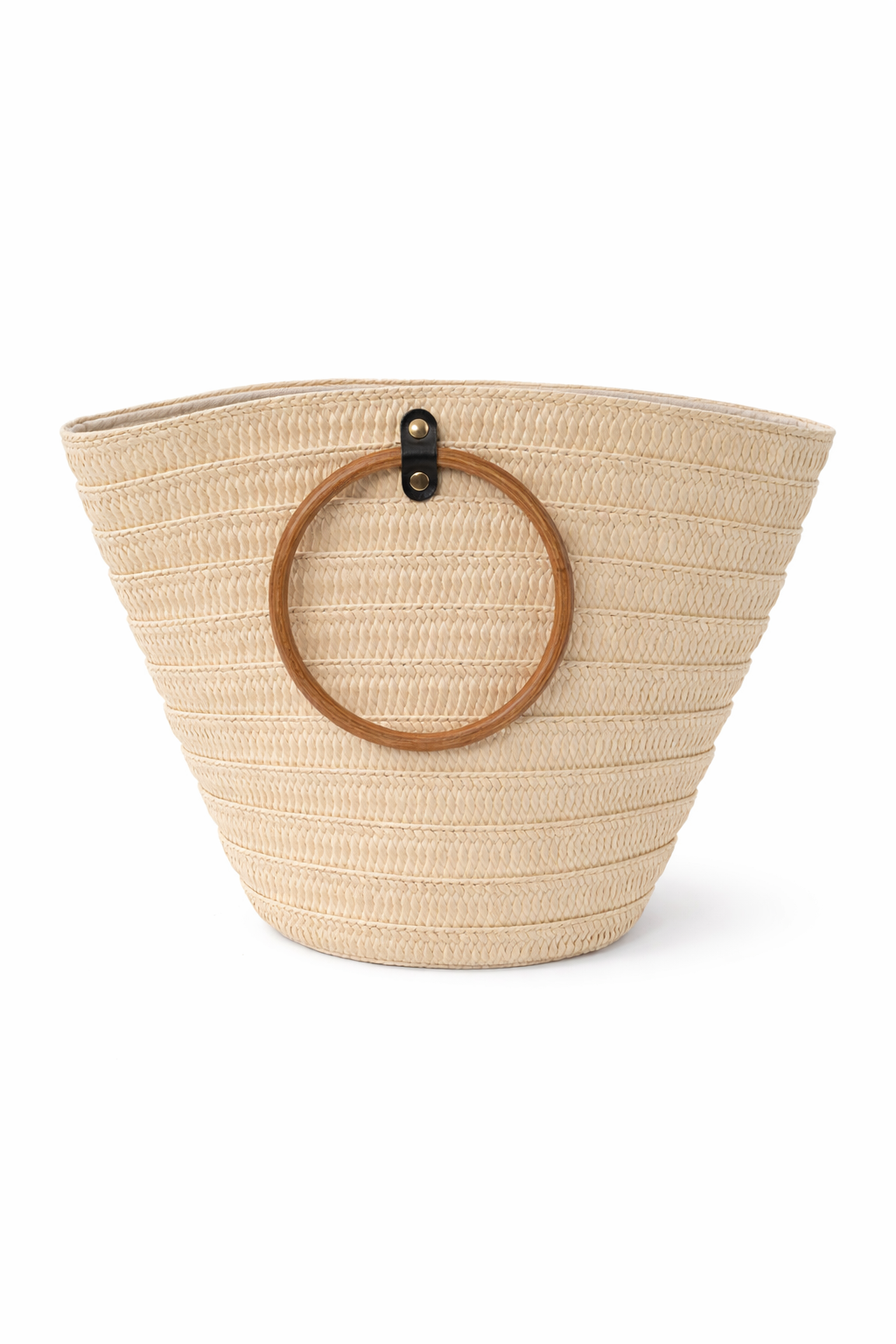 Szalmatáska karika alakú fa fogantyúval - Image 2