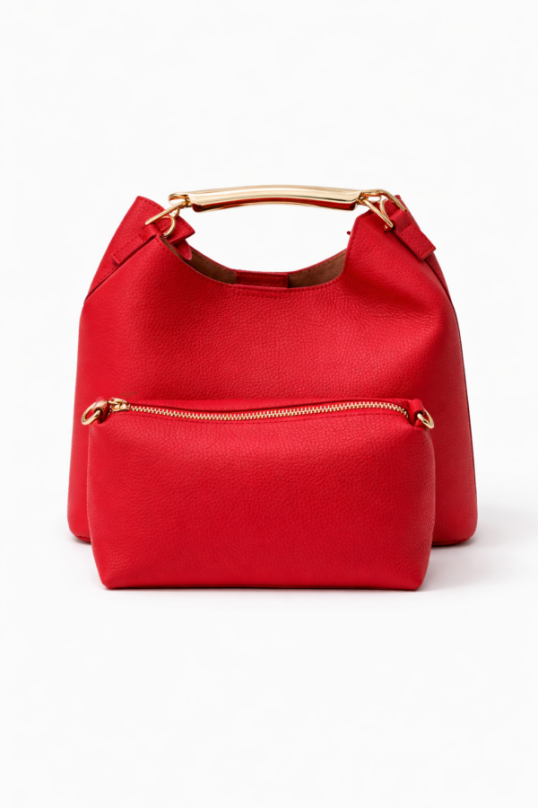 Elegáns bőr kézitáska fém fogantyúval